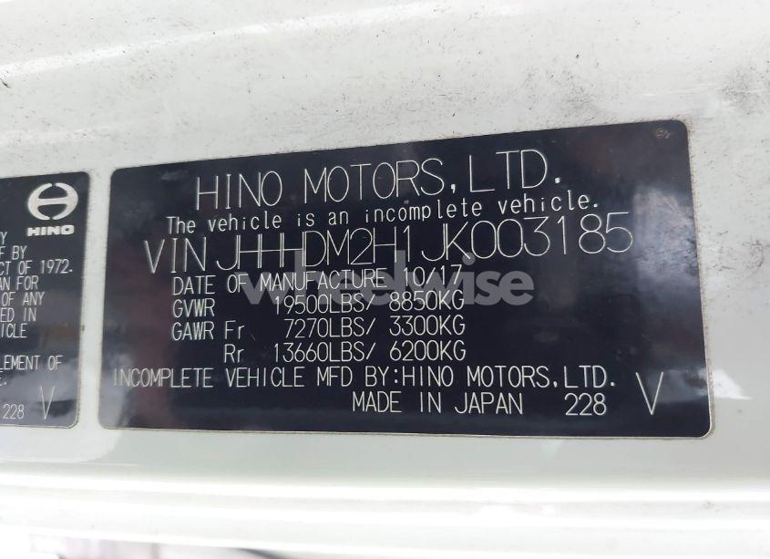 Photo 8 of 2018 Hino Xjc710/xfc710 (VIN JHHHDM2H1JK003185)