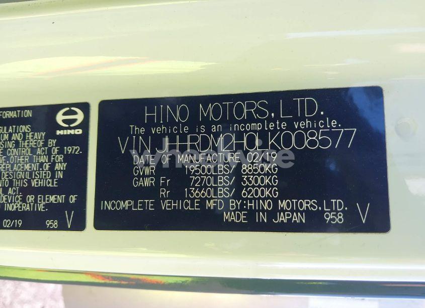 Photo 8 of 2020 Hino Xjc720/xfc720 (VIN JHHRDM2H0LK008577)