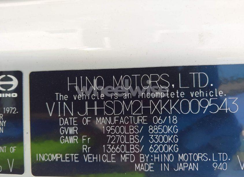Photo 4 of 2019 Hino Xjc740/xfc740 (VIN JHHSDM2HXKK009543)
