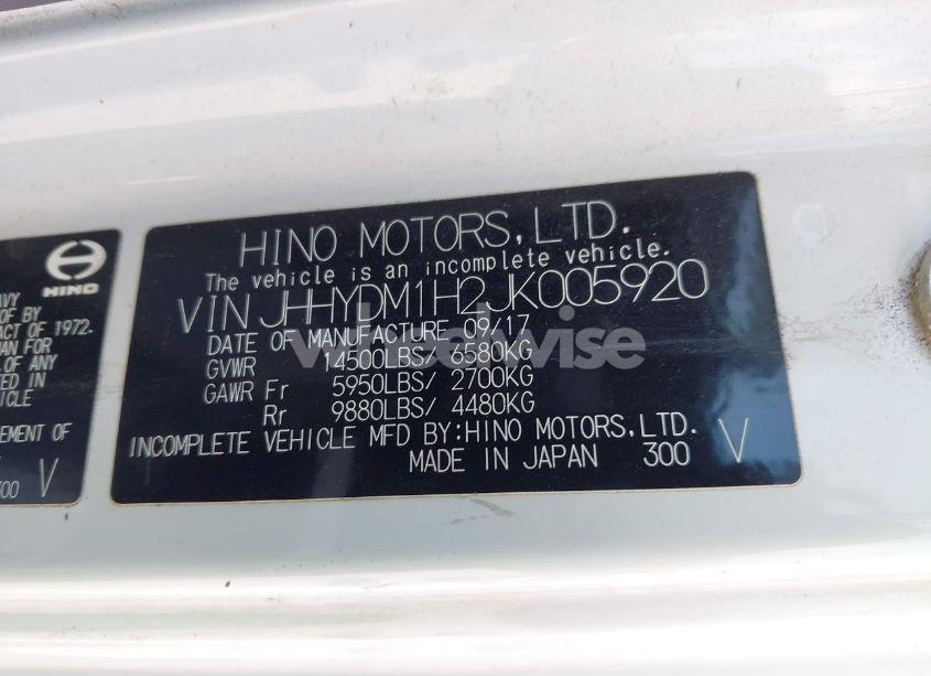 Photo 8 of 2018 Hino Xjc720/xfc720 (VIN JHHYDM1H2JK005920)