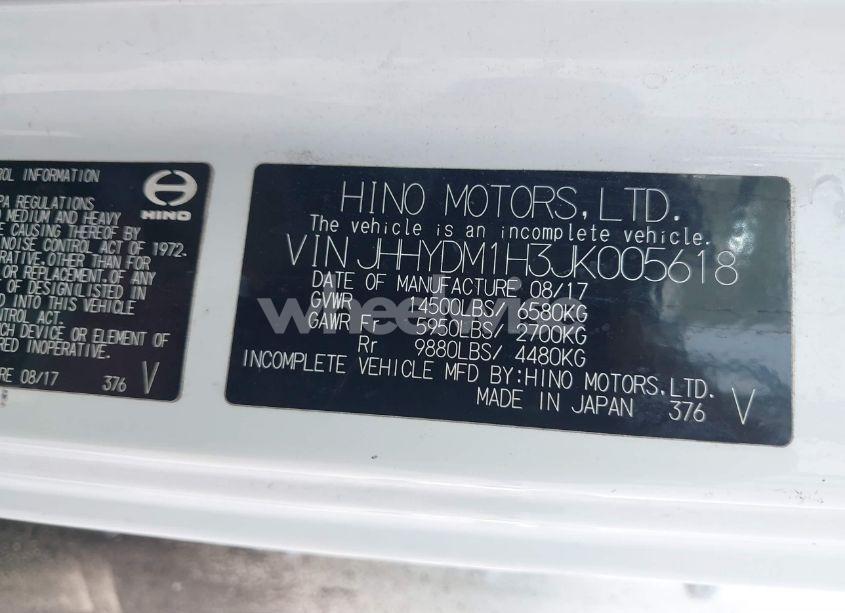 Photo 8 of 2018 Hino Xjc720/xfc720 (VIN JHHYDM1H3JK005618)
