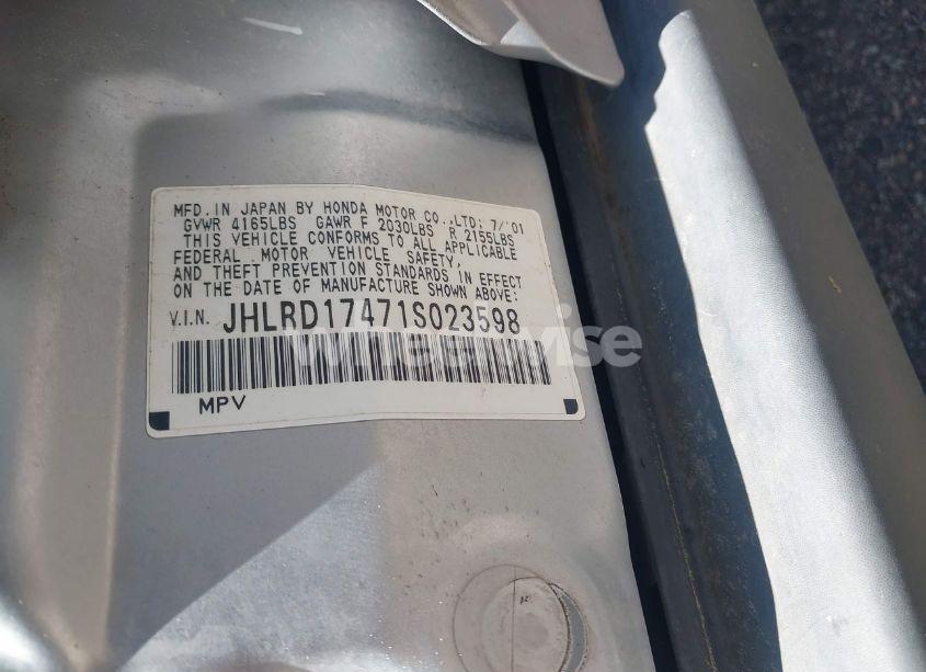 Photo 9 of 2001 Honda Cr-v LX (VIN JHLRD17471S023598)