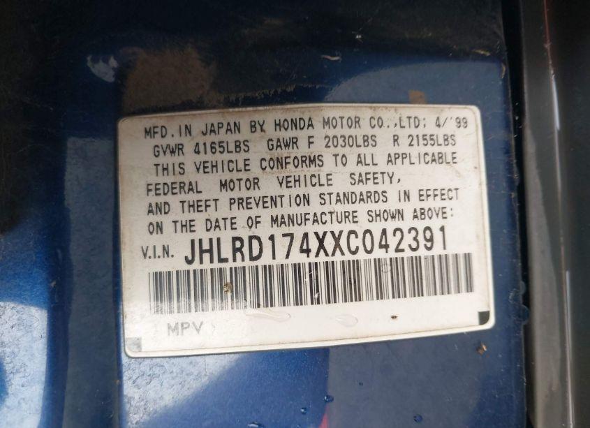 Photo 9 of 1999 Honda Cr-v LX (VIN JHLRD174XXC042391)