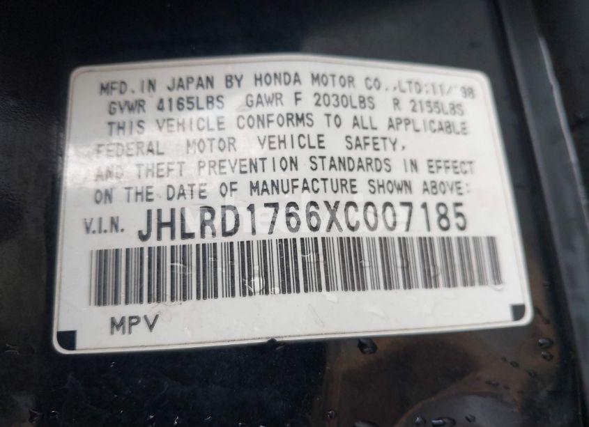 Photo 9 of 1999 Honda Cr-v EX (VIN JHLRD1766XC007185)