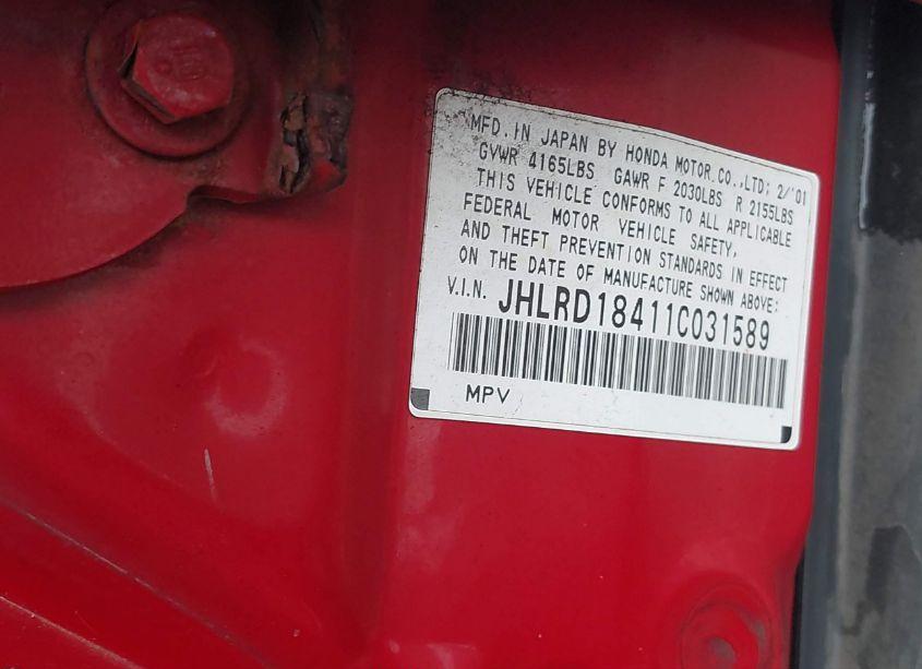 Photo 9 of 2001 Honda Cr-v LX (VIN JHLRD18411C031589)