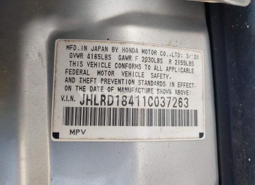 Photo 9 of 2001 Honda Cr-v LX (VIN JHLRD18411C037263)