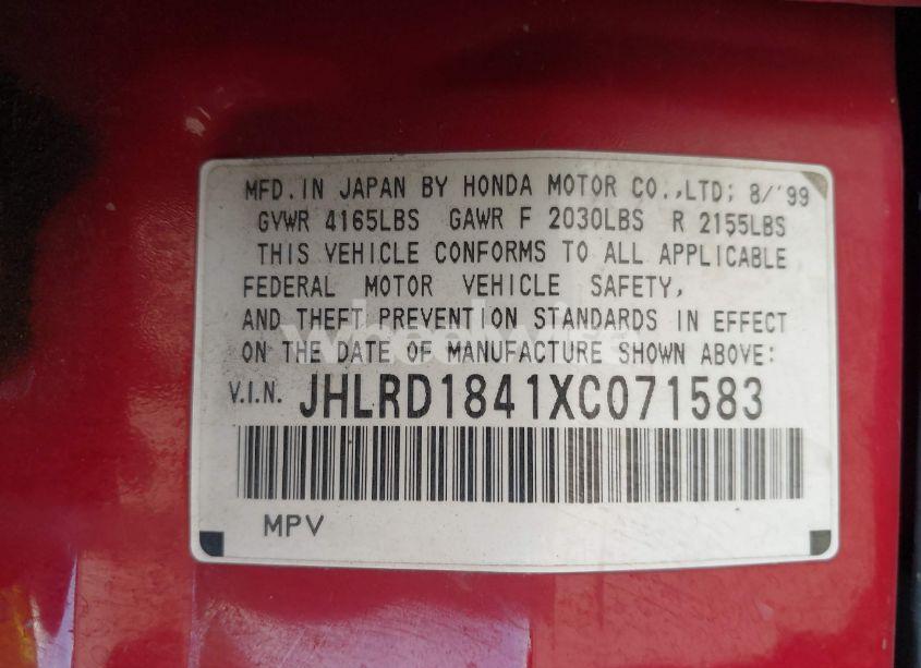 Photo 9 of 1999 Honda Cr-v LX (VIN JHLRD1841XC071583)