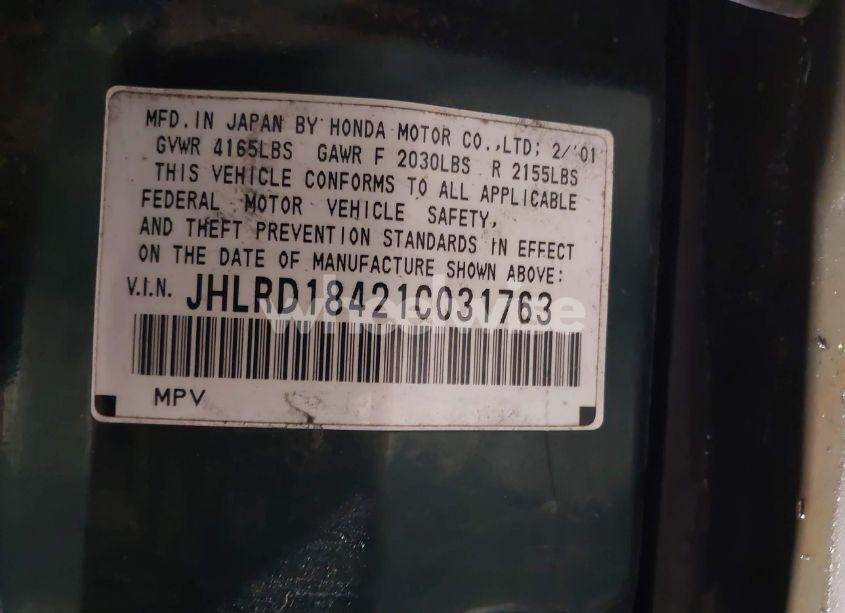 Photo 9 of 2001 Honda Cr-v LX (VIN JHLRD18421C031763)