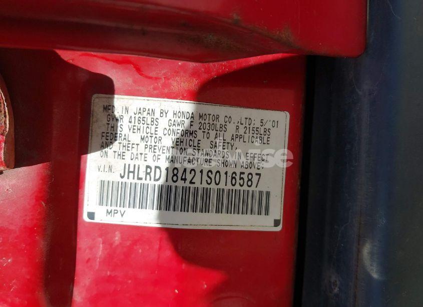 Photo 9 of 2001 Honda Cr-v LX (VIN JHLRD18421S016587)