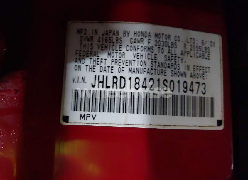 Photo 9 of 2001 Honda Cr-v LX (VIN JHLRD18421S019473)