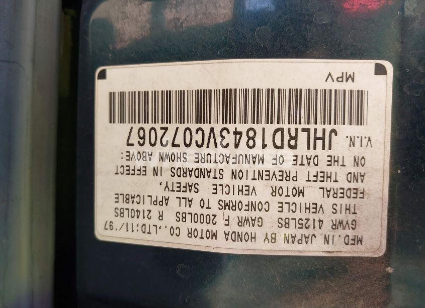 Photo 9 of 1997 Honda Cr-v (VIN JHLRD1843VC072067)