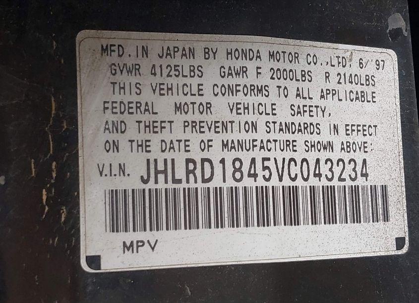 Photo 9 of 1997 Honda Cr-v (VIN JHLRD1845VC043234)