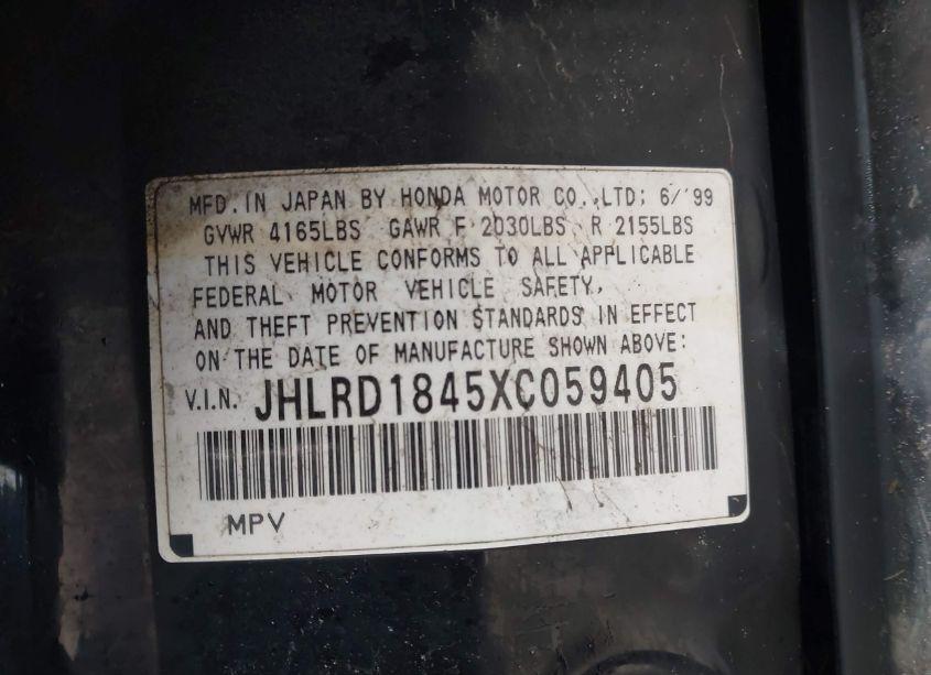 Photo 9 of 1999 Honda Cr-v LX (VIN JHLRD1845XC059405)