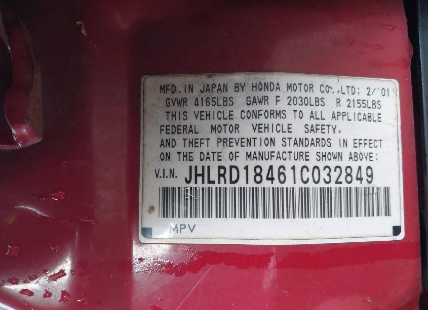 Photo 9 of 2001 Honda Cr-v LX (VIN JHLRD18461C032849)