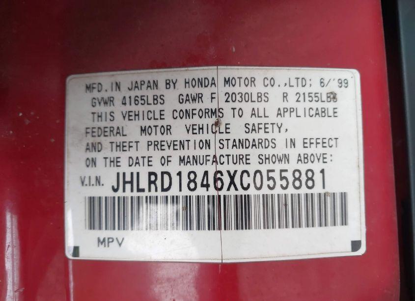 Photo 9 of 1999 Honda Cr-v LX (VIN JHLRD1846XC055881)