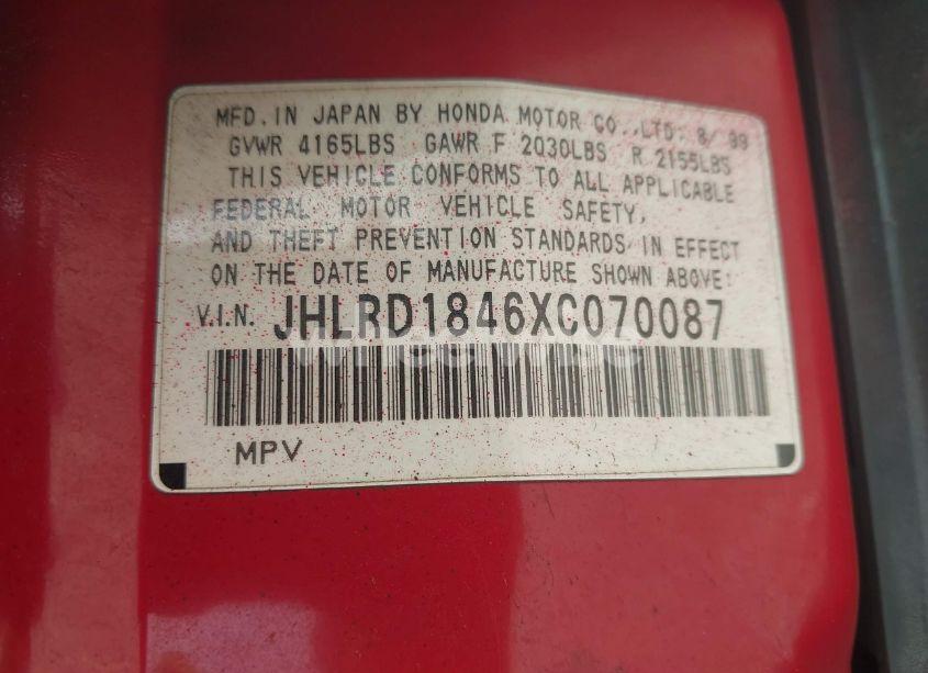 Photo 9 of 1999 Honda Cr-v LX (VIN JHLRD1846XC070087)