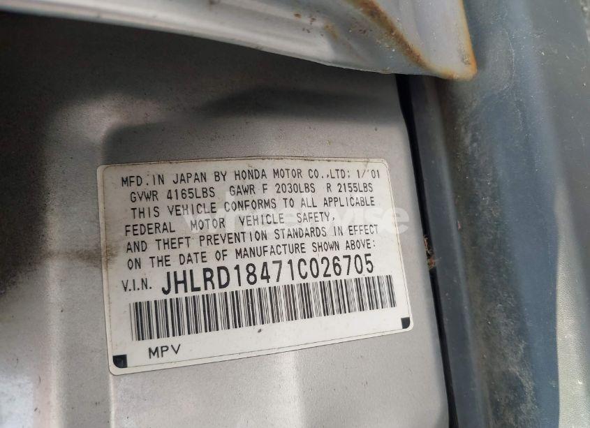 Photo 9 of 2001 Honda Cr-v LX (VIN JHLRD18471C026705)