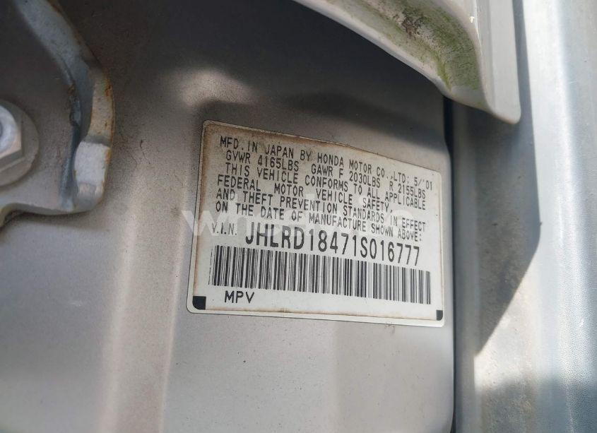 Photo 9 of 2001 Honda Cr-v LX (VIN JHLRD18471S016777)