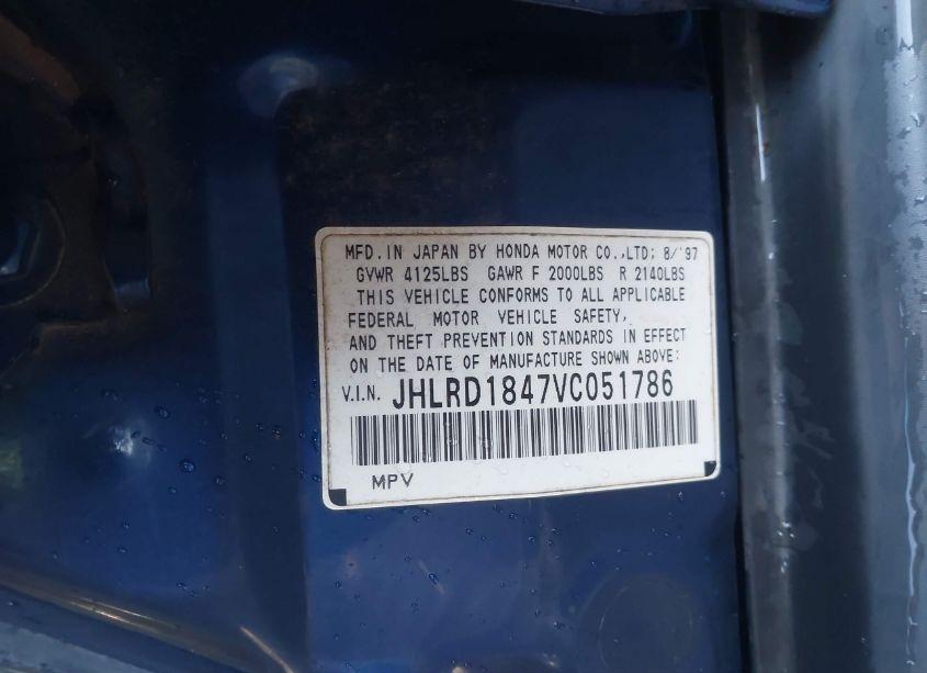 Photo 9 of 1997 Honda Cr-v (VIN JHLRD1847VC051786)