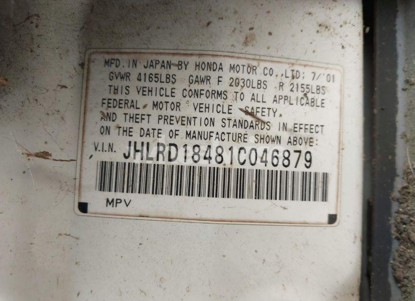 Photo 9 of 2001 Honda Cr-v LX (VIN JHLRD18481C046879)