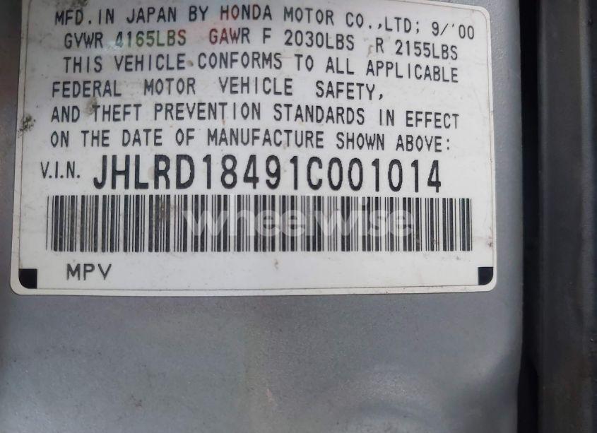 Photo 9 of 2001 Honda Cr-v LX (VIN JHLRD18491C001014)