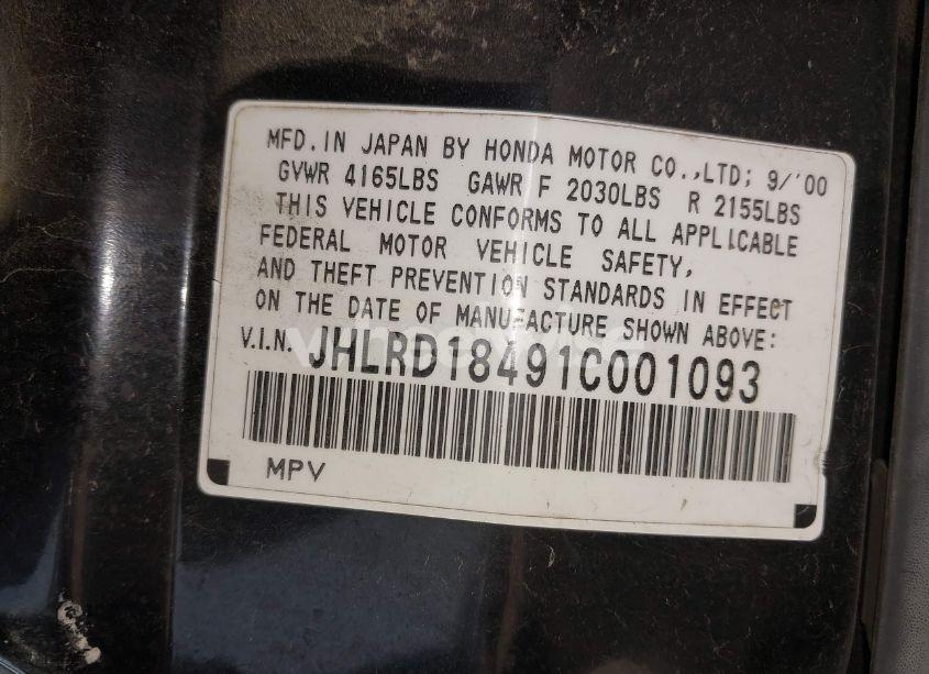Photo 9 of 2001 Honda Cr-v LX (VIN JHLRD18491C001093)