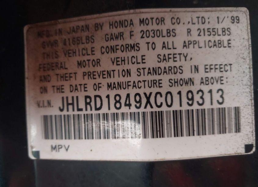 Photo 9 of 1999 Honda Cr-v LX (VIN JHLRD1849XC019313)