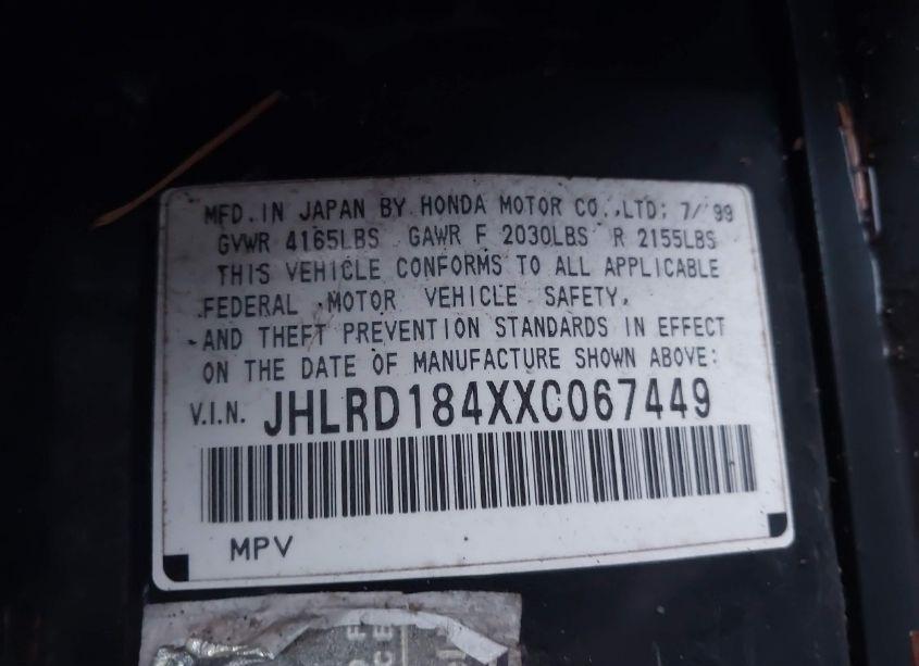 Photo 9 of 1999 Honda Cr-v LX (VIN JHLRD184XXC067449)