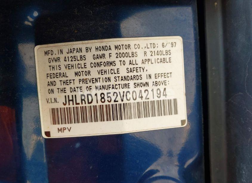 Photo 9 of 1997 Honda Cr-v (VIN JHLRD1852VC042194)