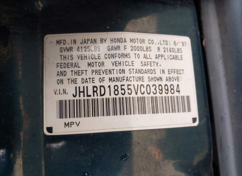 Photo 9 of 1997 Honda Cr-v (VIN JHLRD1855VC039984)