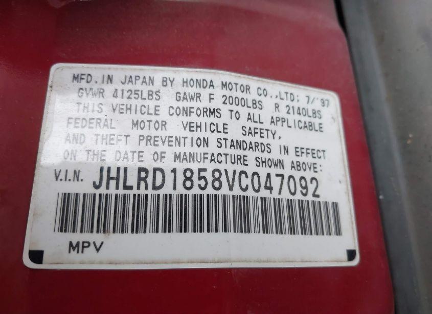 Photo 9 of 1997 Honda Cr-v (VIN JHLRD1858VC047092)