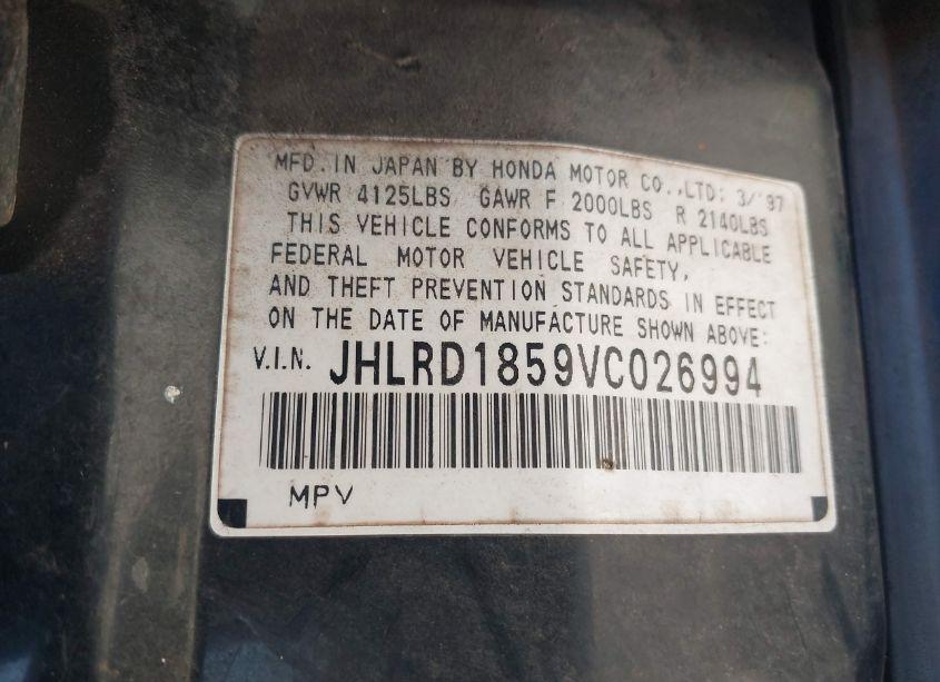 Photo 9 of 1997 Honda Cr-v (VIN JHLRD1859VC026994)