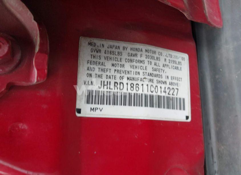 Photo 9 of 2001 Honda Cr-v EX (VIN JHLRD18611C014227)