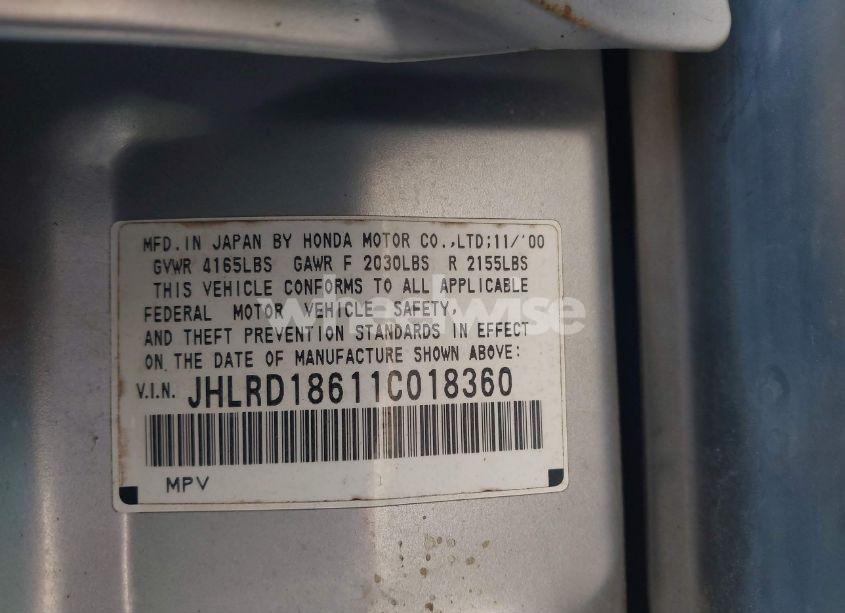 Photo 9 of 2001 Honda Cr-v EX (VIN JHLRD18611C018360)