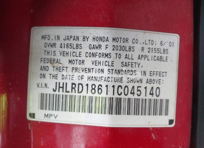 Photo 9 of 2001 Honda Cr-v EX (VIN JHLRD18611C045140)