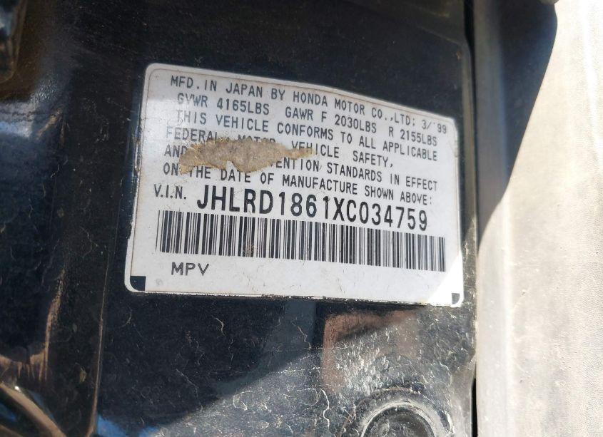 Photo 9 of 1999 Honda Cr-v EX (VIN JHLRD1861XC034759)