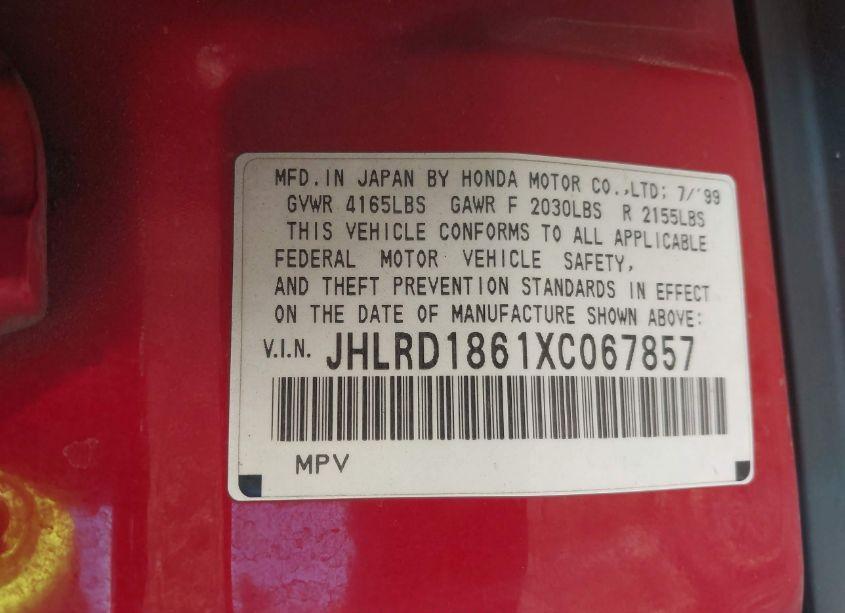 Photo 9 of 1999 Honda Cr-v EX (VIN JHLRD1861XC067857)