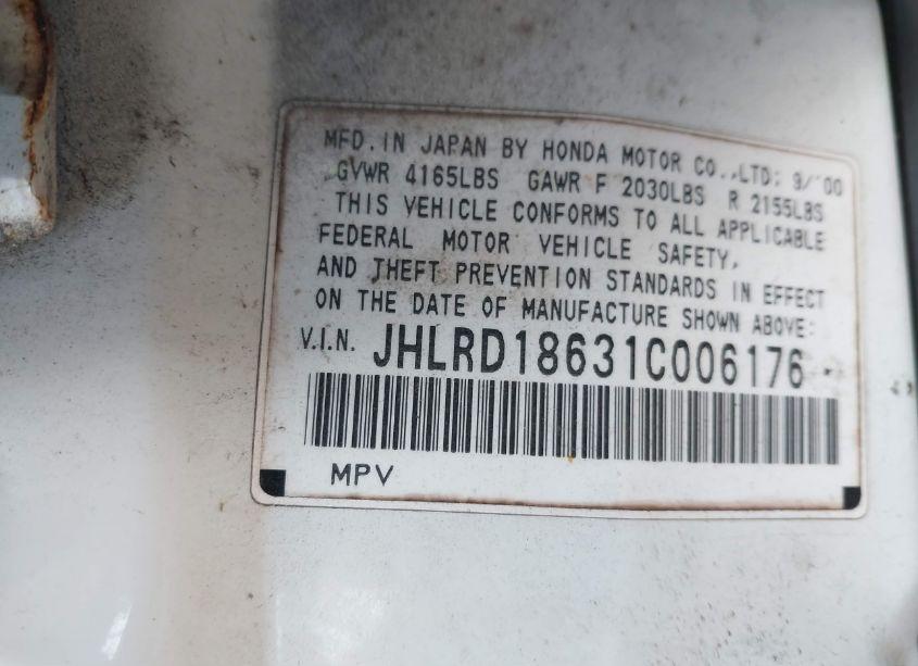Photo 9 of 2001 Honda Cr-v EX (VIN JHLRD18631C006176)