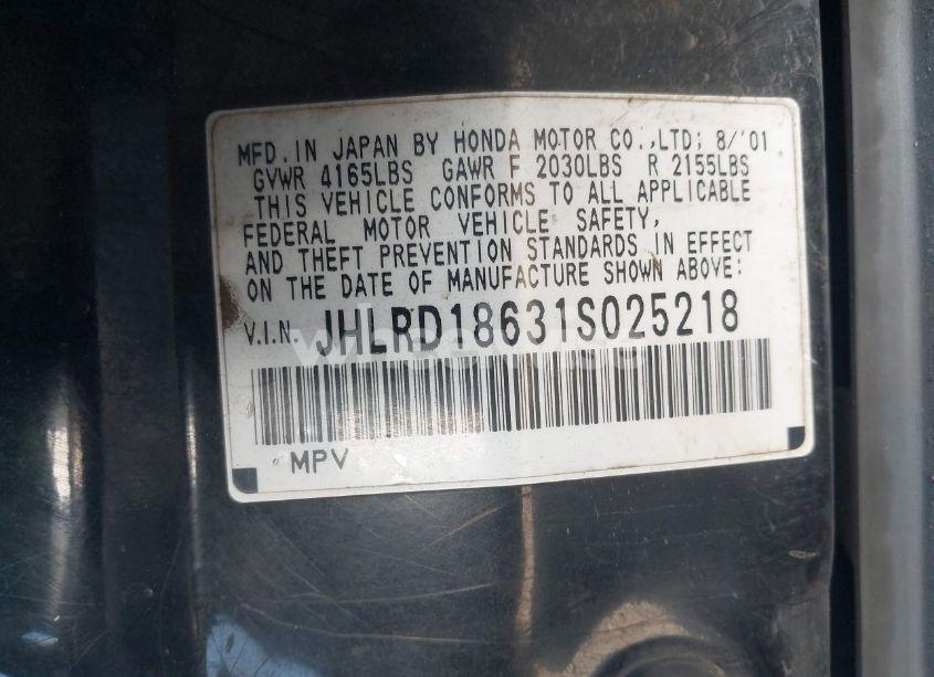 Photo 9 of 2001 Honda Cr-v EX (VIN JHLRD18631S025218)