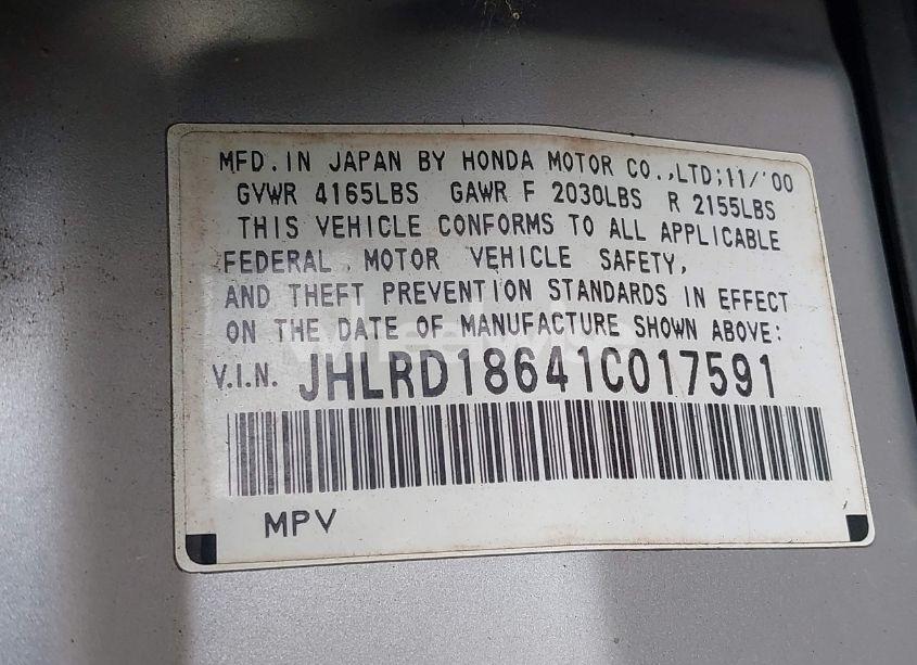 Photo 9 of 2001 Honda Cr-v EX (VIN JHLRD18641C017591)