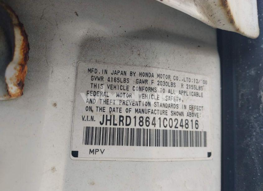 Photo 9 of 2001 Honda Cr-v EX (VIN JHLRD18641C024816)