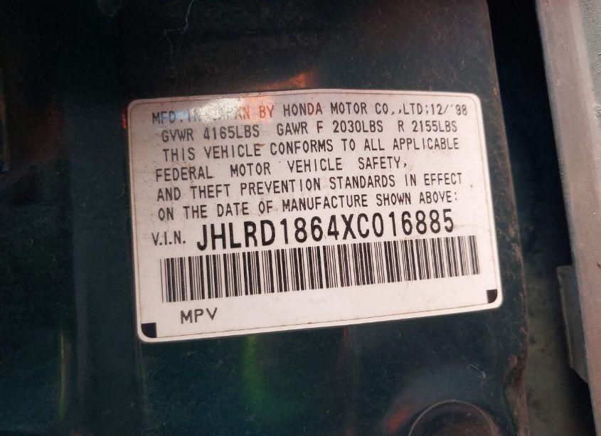 Photo 9 of 1999 Honda Cr-v EX (VIN JHLRD1864XC016885)