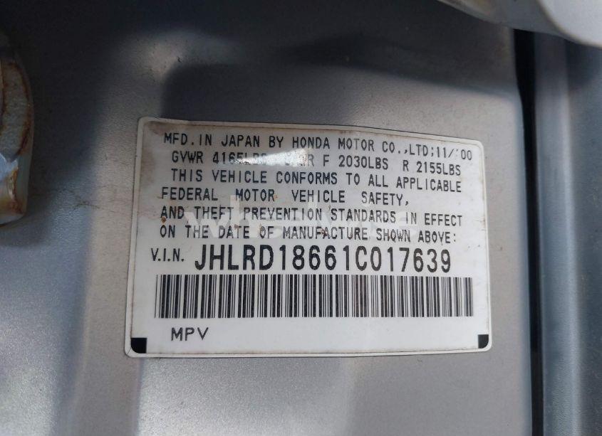 Photo 9 of 2001 Honda Cr-v EX (VIN JHLRD18661C017639)