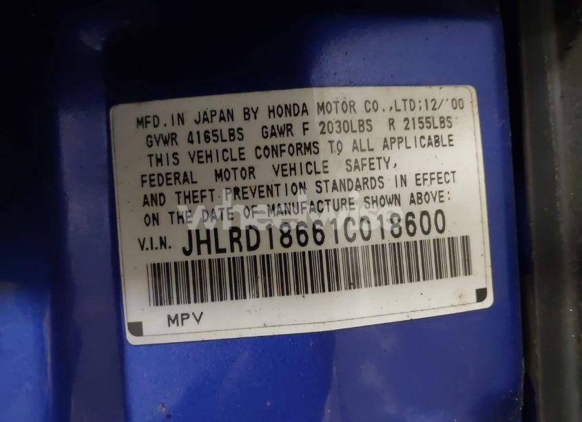 Photo 9 of 2001 Honda Cr-v EX (VIN JHLRD18661C018600)