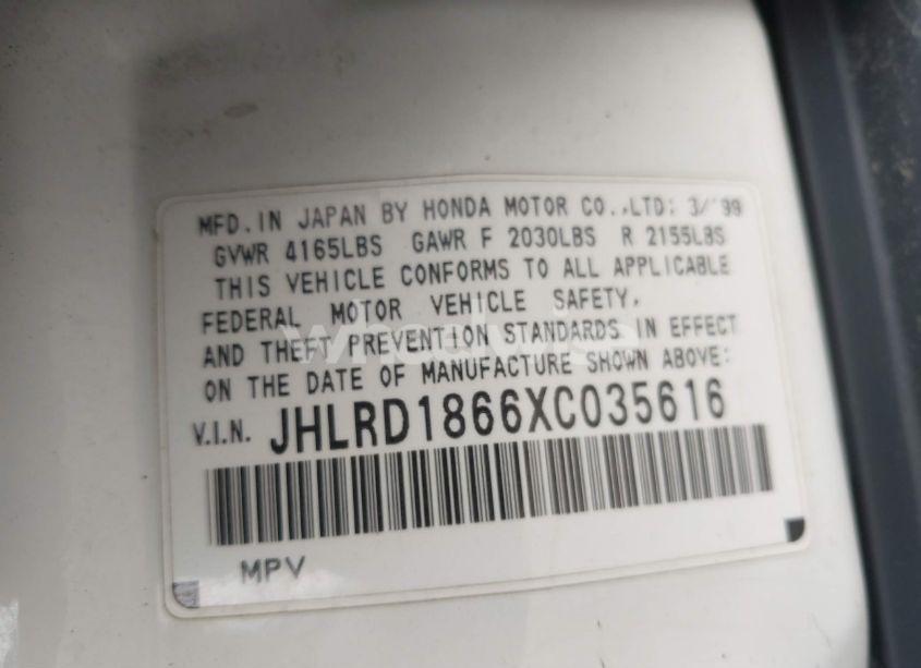 Photo 9 of 1999 Honda Cr-v EX (VIN JHLRD1866XC035616)