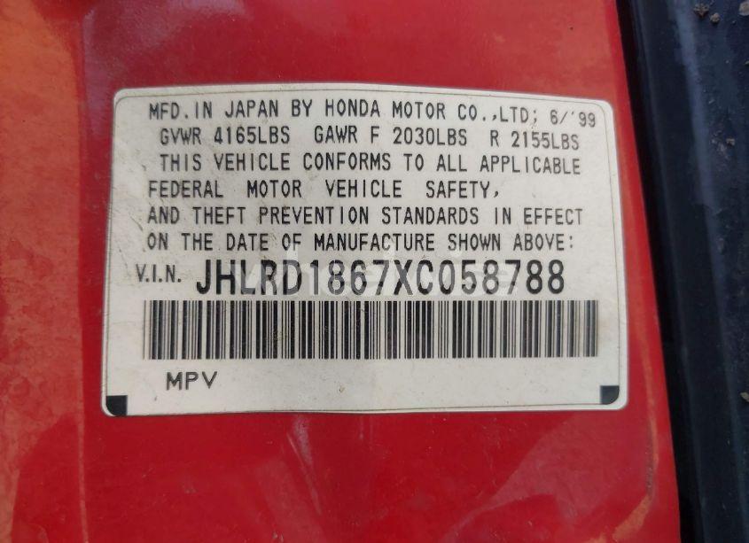 Photo 9 of 1999 Honda Cr-v EX (VIN JHLRD1867XC058788)