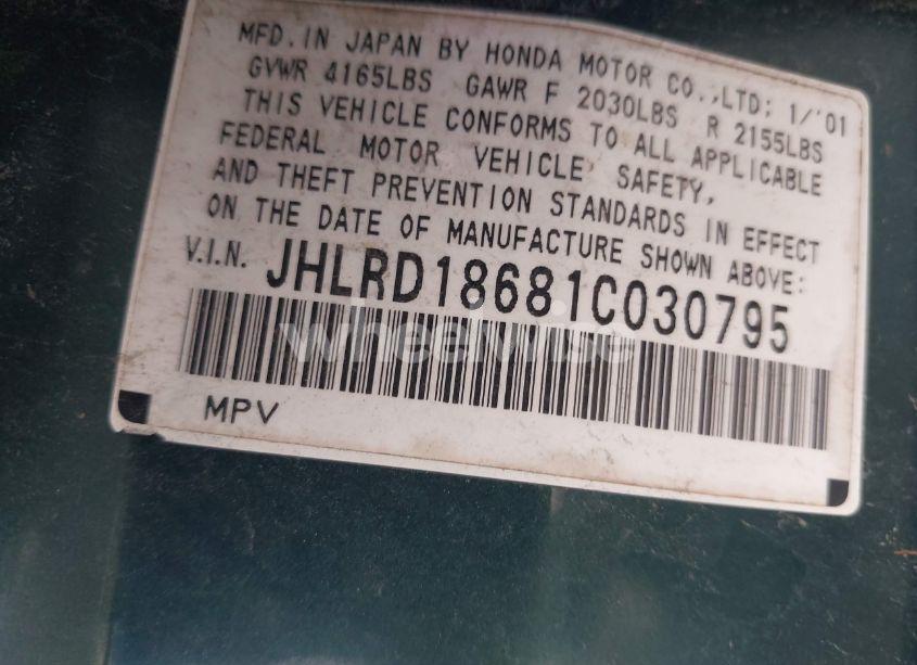 Photo 9 of 2001 Honda Cr-v EX (VIN JHLRD18681C030795)