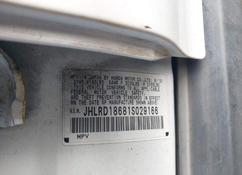 Photo 9 of 2001 Honda Cr-v EX (VIN JHLRD18681S029166)