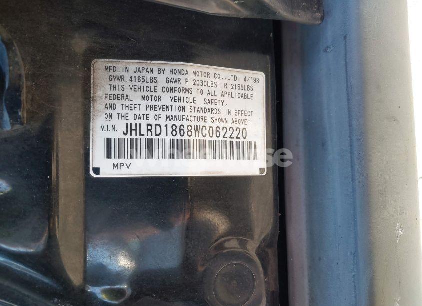 Photo 9 of 1998 Honda Cr-v EX (VIN JHLRD1868WC062220)