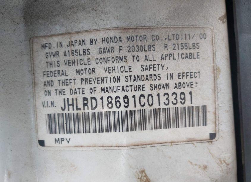 Photo 9 of 2001 Honda Cr-v EX (VIN JHLRD18691C013391)